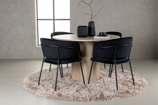 Venture Home Olivia Matgruppe 110 cm Rund med 4 Selma Stoler Sort