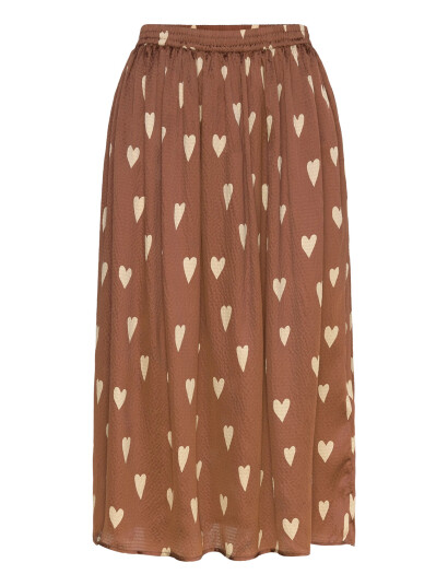 Stella Nova Heart Printed Silk Skirt - Brown - 36 Stella Nova Heart Printed Silk Skirt - Brown - 36