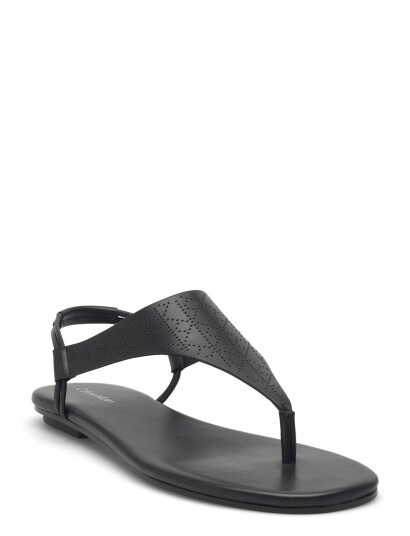 Calvin Klein Org Flat Sndl Thong Lth Aop Black 38