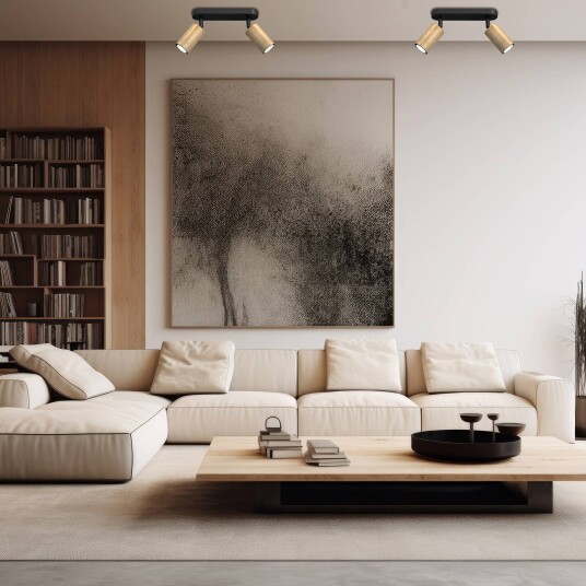 Luminex Nise taklampe 2 lyskilder svart stål tre