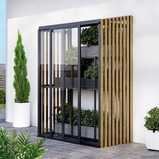 Minidrivhus med accoyadetaljer | Aluminium Spesiell Edition Mini veggdrivhus