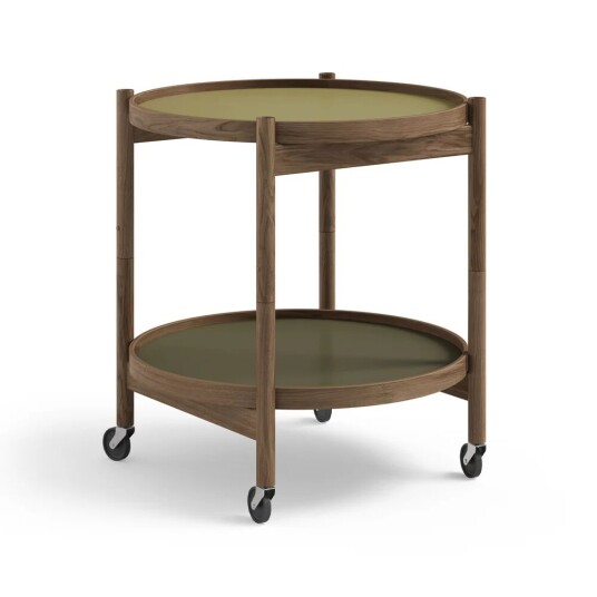 Brdr. Krüger Bølling Tray Table model 50 rullebord leaf, røykoljet eikestativ