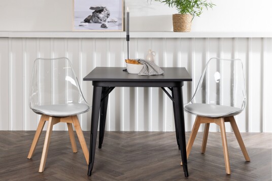 Venture Home Tempe Matgruppe 80 cm Rektangulær med 2 Edvin stoler Sort