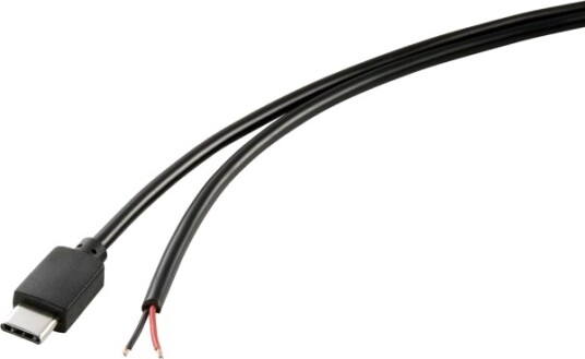 Strømkabel Tru Components Raspberry Pi Kabel (1X Usb-C-Kontakt - 1X Åpen Ende) 1,00 M Svart