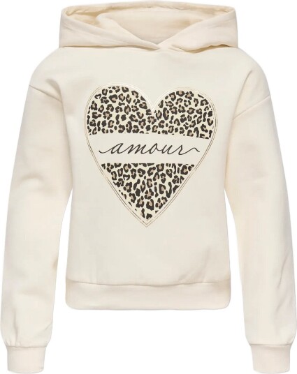 Kids Only Kogcooper Life Heart Ls Hoodie Swt Noos   Cream   146 152