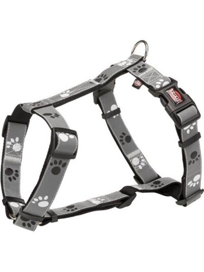 Trixie Silver Reflect H-harness SM: 4065 cm/20 mm black/silver grey