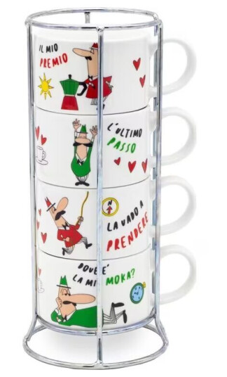 Bialetti L''Omino Italiano, Sett, Flerfarget, Keramisk, Cappuccino, 4 stykker, Boks Bialetti L''Omino Italiano, Sett, Flerfarget, Keramisk, Cappuccino, 4 stykker, Boks