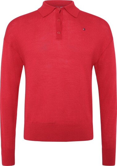 Tommy Hilfiger Merino Silk Ls Polo Nk Sweater Red XS