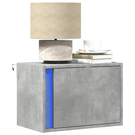  Vegghengte nattbord med LED-lys 2 stk betonggrå 8721102966613