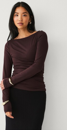 Ellos Collection Topp med båthals Brun