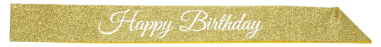 360 Degrees Ltd Ordensbånd Happy Birthday Gull Glitter