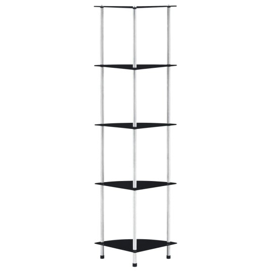 vidaXL Hylle 5 etasjer svart 30x30x130 cm herdet glass vidaXL Hylle 5 etasjer svart 30x30x130 cm herdet glass