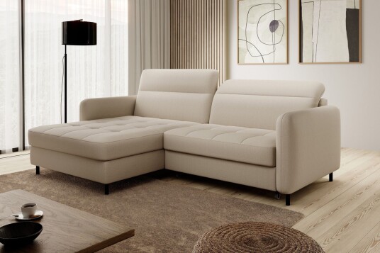 Manoti 3 seters Sovesofa m. Divan med Oppbevaring Lys beige