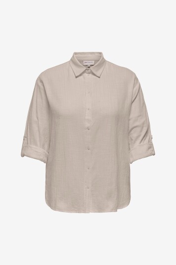 Only Carmakoma Skjorte carTizana Cotton L/S Shirt Grå
