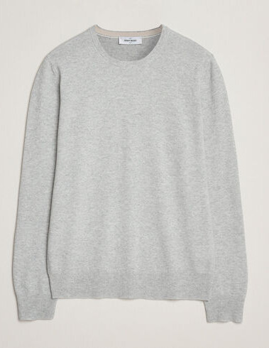 Gran Sasso Wool/Cashmere Crew Neck Light Grey Melange