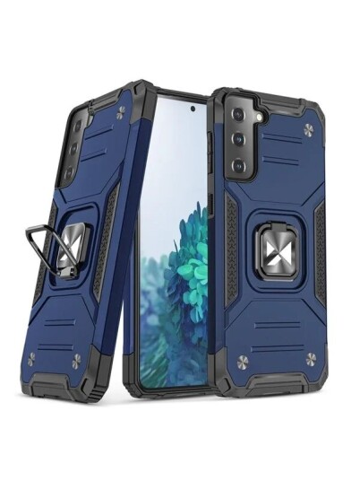 Wozinsky Ring Armor Armored Hybrid Case Cover + Magnetic Holder for Samsung Galaxy S22+ S22 Plus Blue