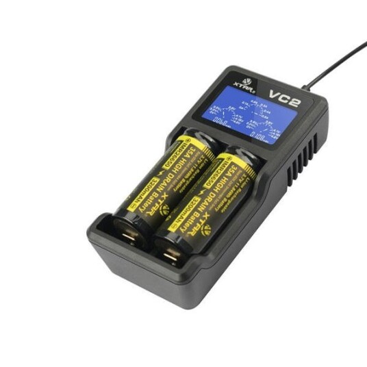 Xtar VC2 Li-Ion Batterilader for 18500/18650 med Micro-USB Xtar VC2 Li-Ion Batterilader for 18500/18650 med Micro-USB