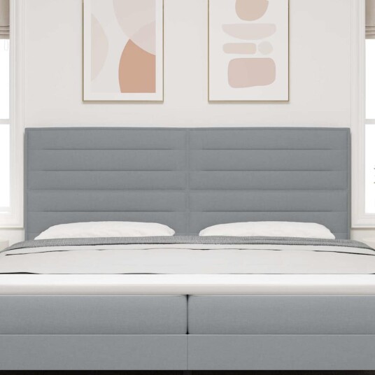 Sengegavl Linjedesign Lys Grå 200 cm Stoff