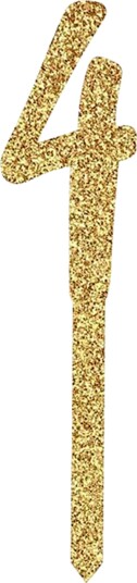 Kakedekorasjon Tall Gull Glitter av Akryl Tallet 4