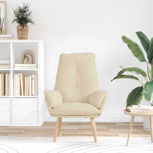 Avslappende stol Krem 69 x 74 x 93 cm stoff Avslappende stol Krem 69 x 74 x 93 cm stoff