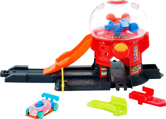 Hot Wheels City Downtown Candy Shop Playset & 1:64 Scale Die-Cast Toy Car, Speed Snap Track - Multi/patterned - ONE SIZE