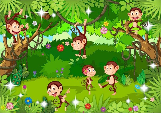 Fototapet Monkey Tricks 300x210 - Finnes i flere størrelser