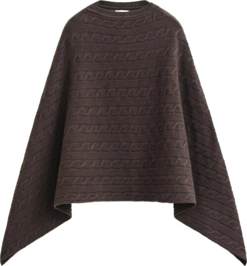 Gant Wool Cable Poncho Brown ONE SIZE