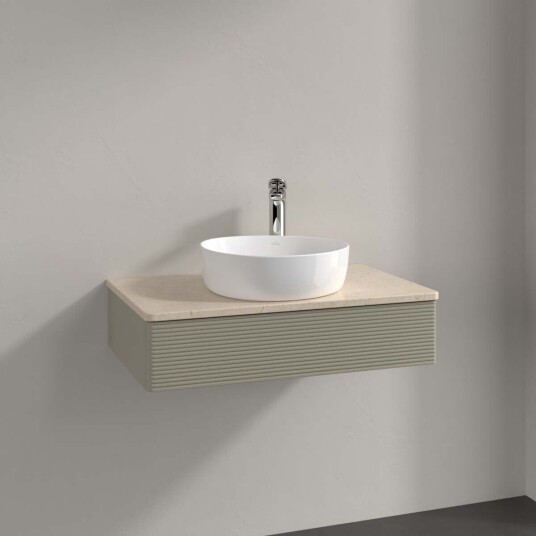 Villeroy & Boch Antao Servantskap med 1 skuff 80x50x19 cm m/lys Steingrå/Crème Villeroy & Boch Antao Servantskap med 1 skuff 80x50x19 cm m/lys Steingrå/Crème