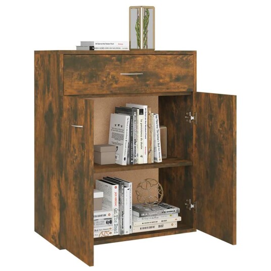 vidaXL Skjenk røkt eik 60x30x75 cm konstruert tre vidaXL Skjenk røkt eik 60x30x75 cm konstruert tre