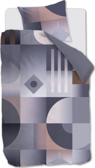 Beddinghouse Mønstret økologisk sengetøy 140x220 cm Vendbart sengesett i 100% økologisk bomullssatin Robbinson Grey Beddinghouse sengetøy