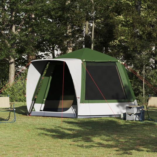 Camping Telt Hytte med tak grønn 420 x 420 x 227 cm Polyester Camping Telt Hytte med tak grønn 420 x 420 x 227 cm Polyester