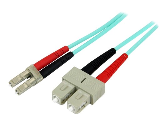 StarTech 1m Fiber Optic Cable - 10 Gb Aqua - Multimode Duplex 50/125 - LSZH - LC/SC - OM3 - LC to SC Fiber Patch Cable - koblingskabel - 1 m -