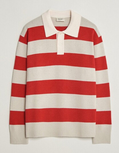 Forét Frost Stripe Knit Polo Red