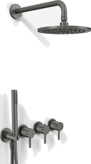 Semplice STB801 S05 Rain Delux Smartterm Ø20cm Easyclean Vegg PVD Matt Gun Metal Dusjsett