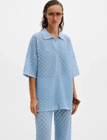 Malina Moa Knitted Shirt - Blue - S Malina Moa Knitted Shirt - Blue - S