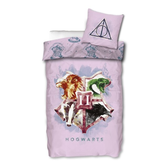 Licens Harry Potter sengetøy 140x200 cm Rosa Hogwarts skjold 2 i 1 design 100% bomull Licens Harry Potter sengetøy 140x200 cm Rosa Hogwarts skjold 2 i 1 design 100% bomull