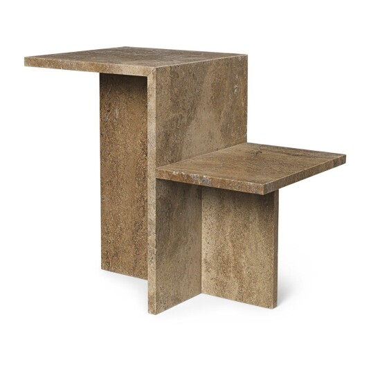 ferm LIVING Distinct sidebord 59,5x35x50 cm Dark Brown Travertine