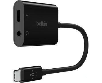 Belkin RockStar 3.5mm Audio + USB-C Charge Adapter