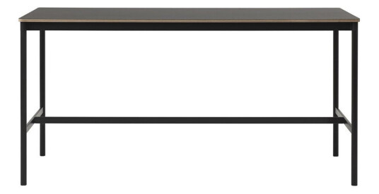 Muuto Base High barbord black linoleum, sort stativ, plywoodkant, b 85 l 190 h 95