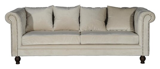 Venture Design Velvet 3-pers. Sofa, Beige Velour