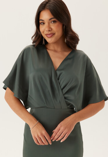 Bubbleroom Occasion Wrap Satin Ankle Dress
