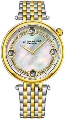 Stührling Original Dameklokke 3999.2 Symphony Hvit/Gulltonet stål