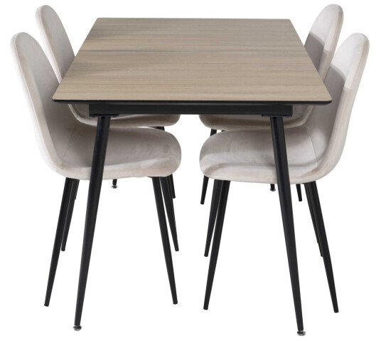Venture Design Silar & Polar spisegruppe Natur/beige 4 st stoler & bord 120 x 90 cm