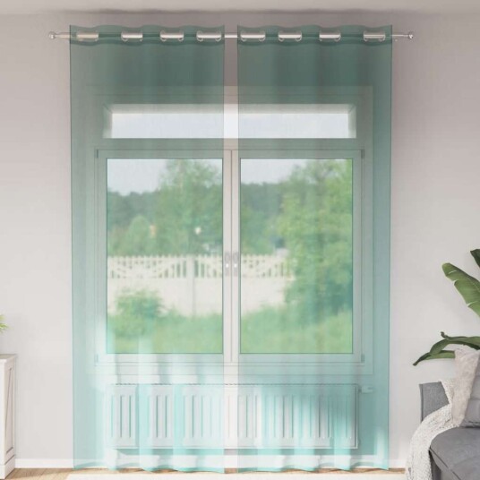 Voilegardiner med grommets 2 stk turkis 8721158551634
