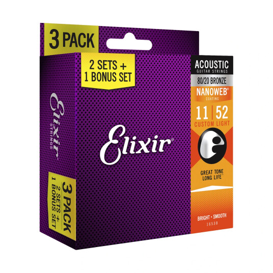 Elixir Nanoweb Custom Light Acou- 3P