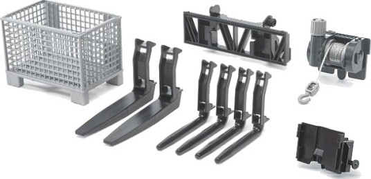 Bruder Accessories: Box-type pallet winch and forks f.frontloader