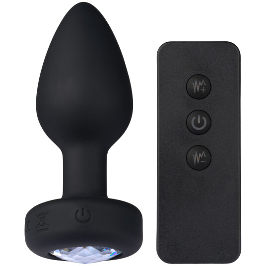 Sinful Medium Vibrating Jewel Butt Plug - Svart - Svart