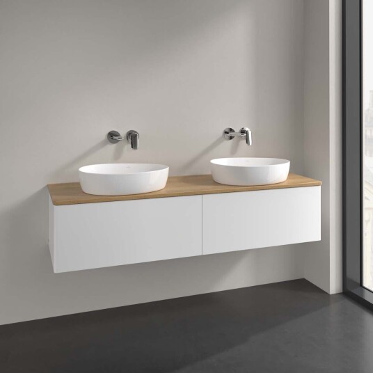 Villeroy & Boch Antao Servantskap med 2 skuffer 160x50x36 cm u/lys Hvit Matt/Eik Villeroy & Boch Antao Servantskap med 2 skuffer 160x50x36 cm u/lys Hvit Matt/Eik
