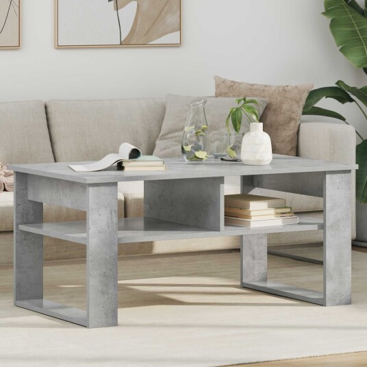 Kaffebord med lagring Betonggrå 96 x 54 x 44 cm Konstruert tre