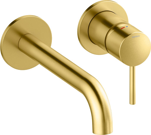 Utvendige deler til innebygd servant. 180 mm tut. Børstet brushed brass